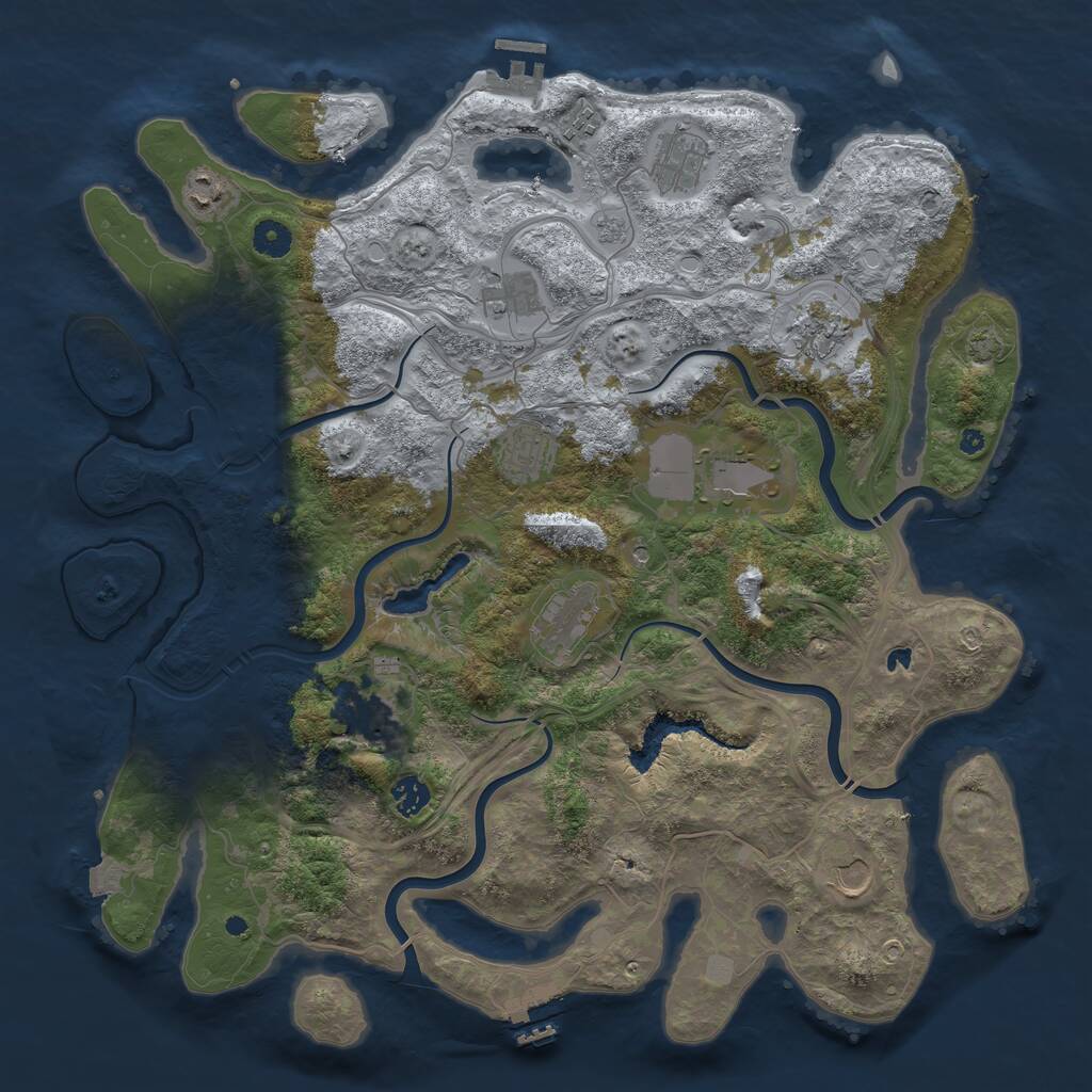 Rust Map: Procedural Map, Size: 4300, Seed: 2072539303, 17 Monuments