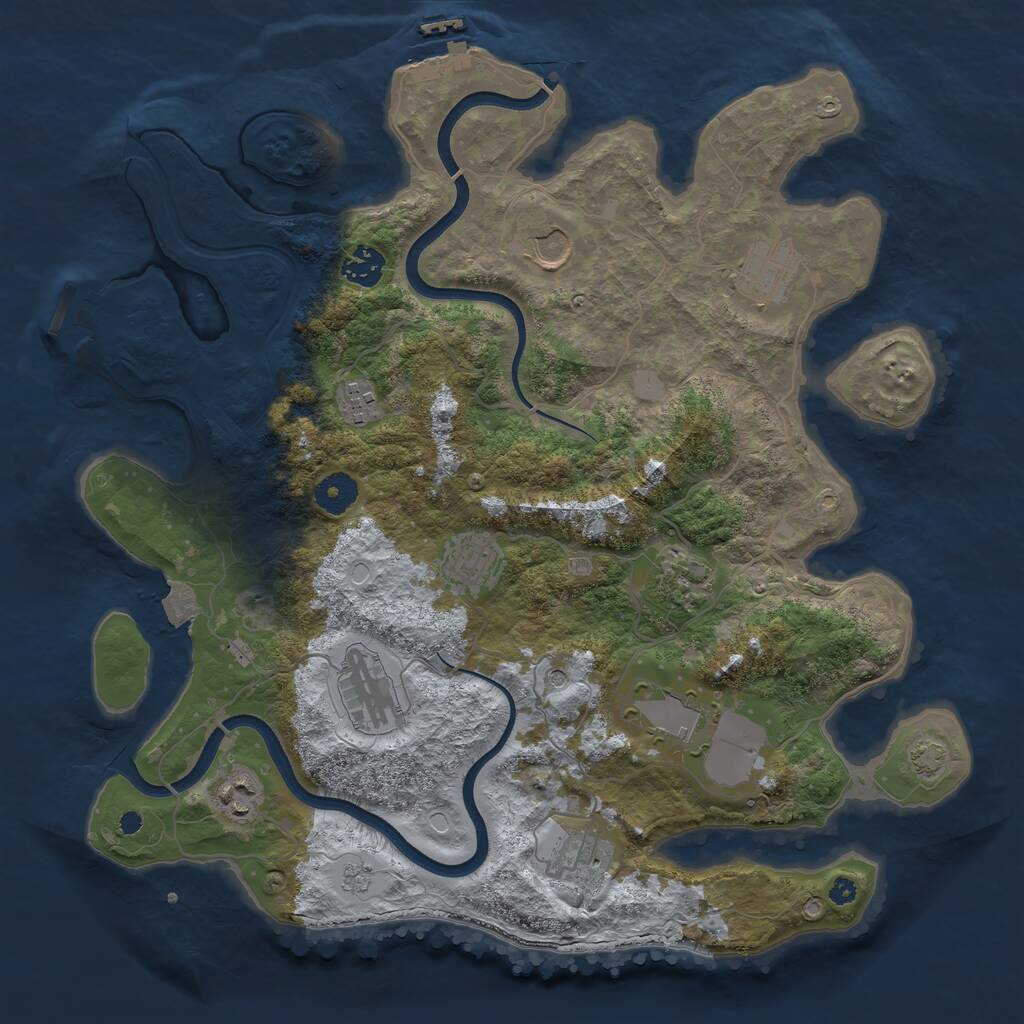 Rust Map: Procedural Map, Size: 3750, Seed: 942988946, 16 Monuments