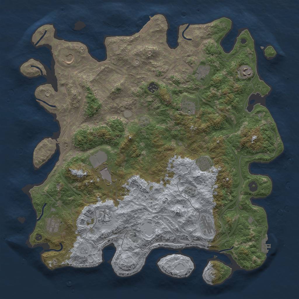 Rust Map: Procedural Map, Size: 4500, Seed: 80583087, 20 Monuments