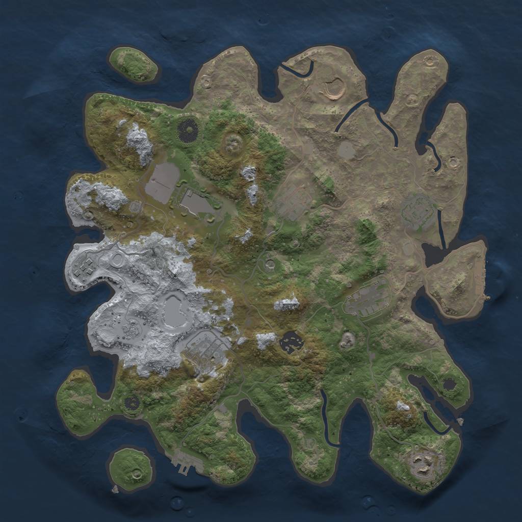 Rust Map: Procedural Map, Size: 3500, Seed: 105451063, 18 Monuments