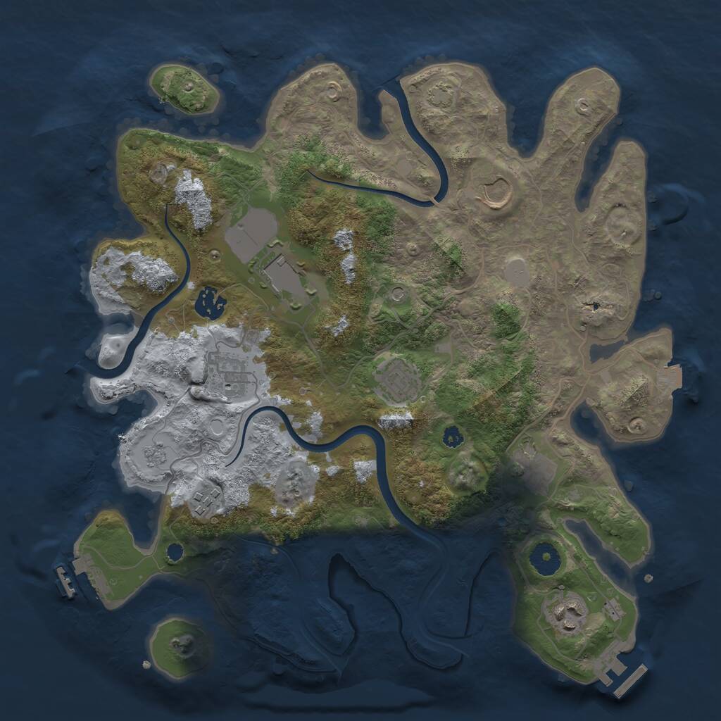 Rust Map: Procedural Map, Size: 3500, Seed: 105451063, 14 Monuments