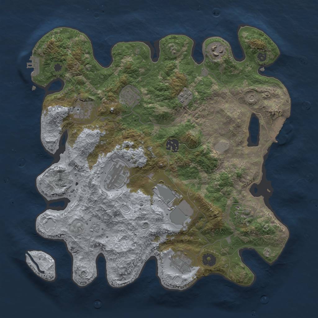 Rust Map: Procedural Map, Size: 3500, Seed: 975113643, 18 Monuments