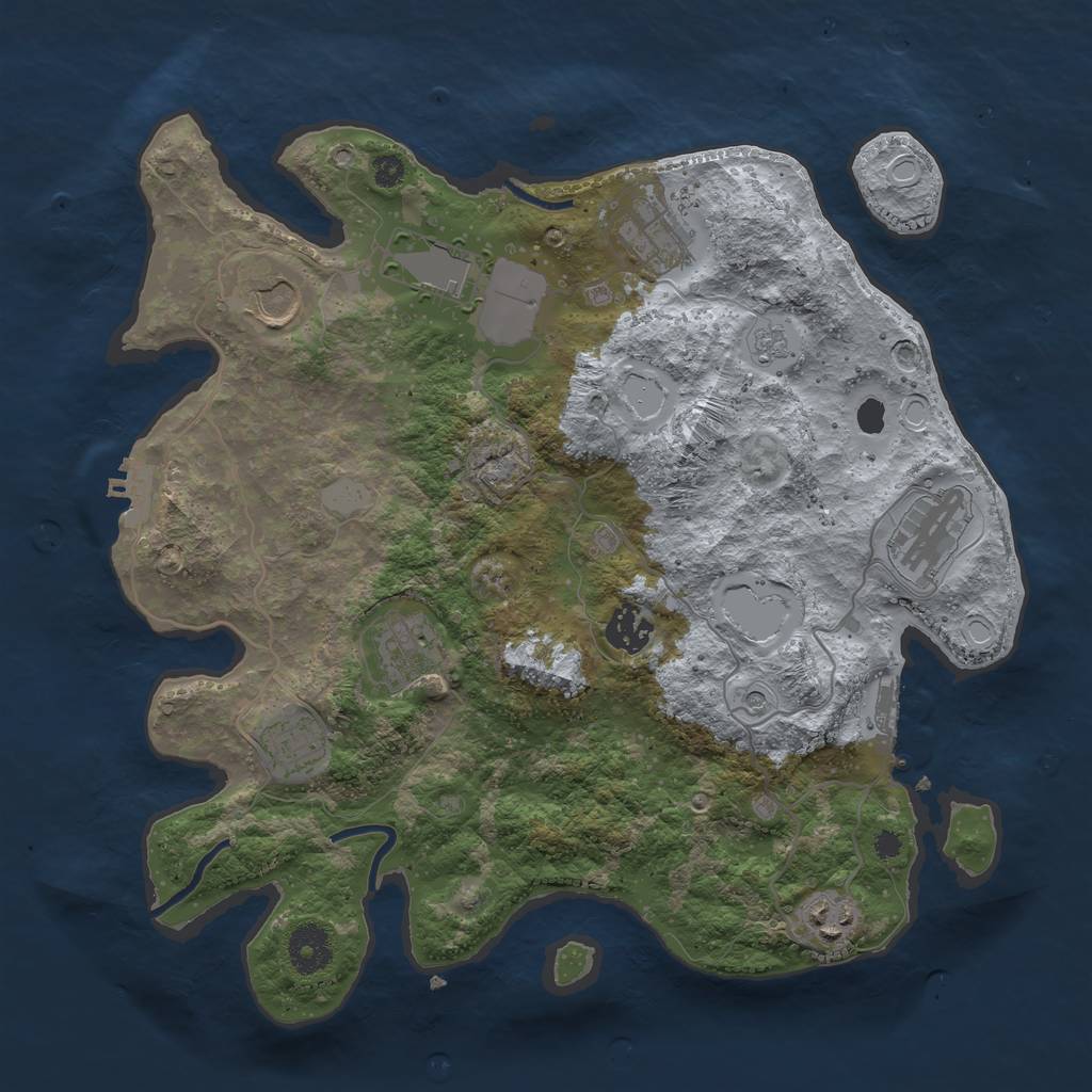 Rust Map: Procedural Map, Size: 3500, Seed: 640336822, 17 Monuments
