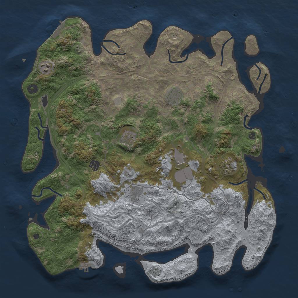 Rust Map: Procedural Map, Size: 4250, Seed: 52218025, 17 Monuments