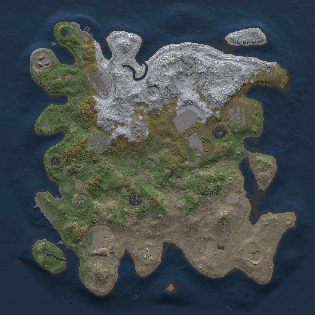Rust Map: Procedural Map, Size: 3500, Seed: 1350942, 18 Monuments