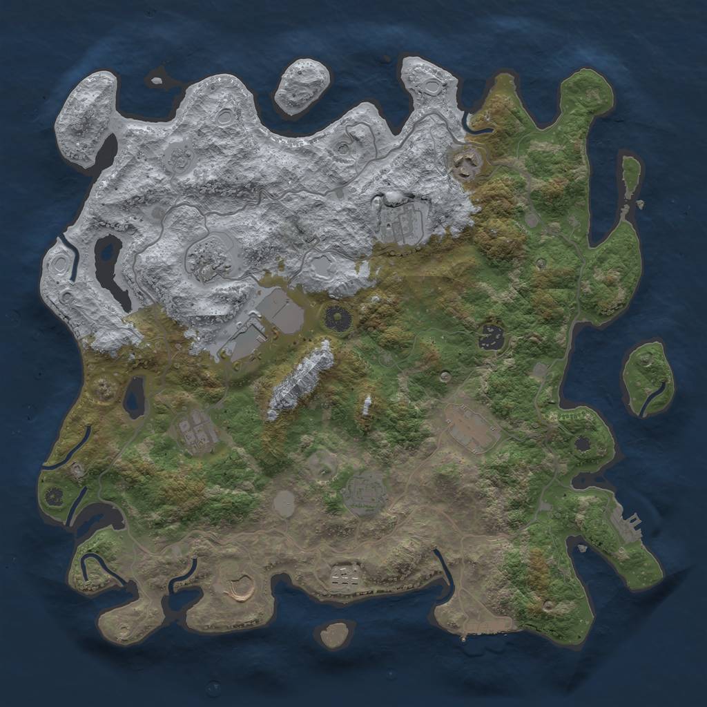Rust Map: Procedural Map, Size: 4000, Seed: 1264, 19 Monuments