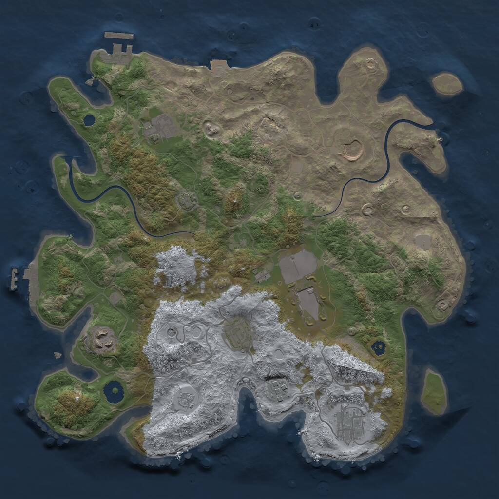 Rust Map: Procedural Map, Size: 3500, Seed: 1270498005, 13 Monuments