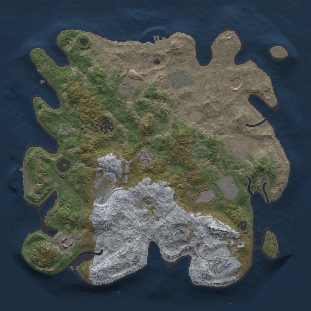 Rust Map: Procedural Map, Size: 3500, Seed: 1270498005, 19 Monuments