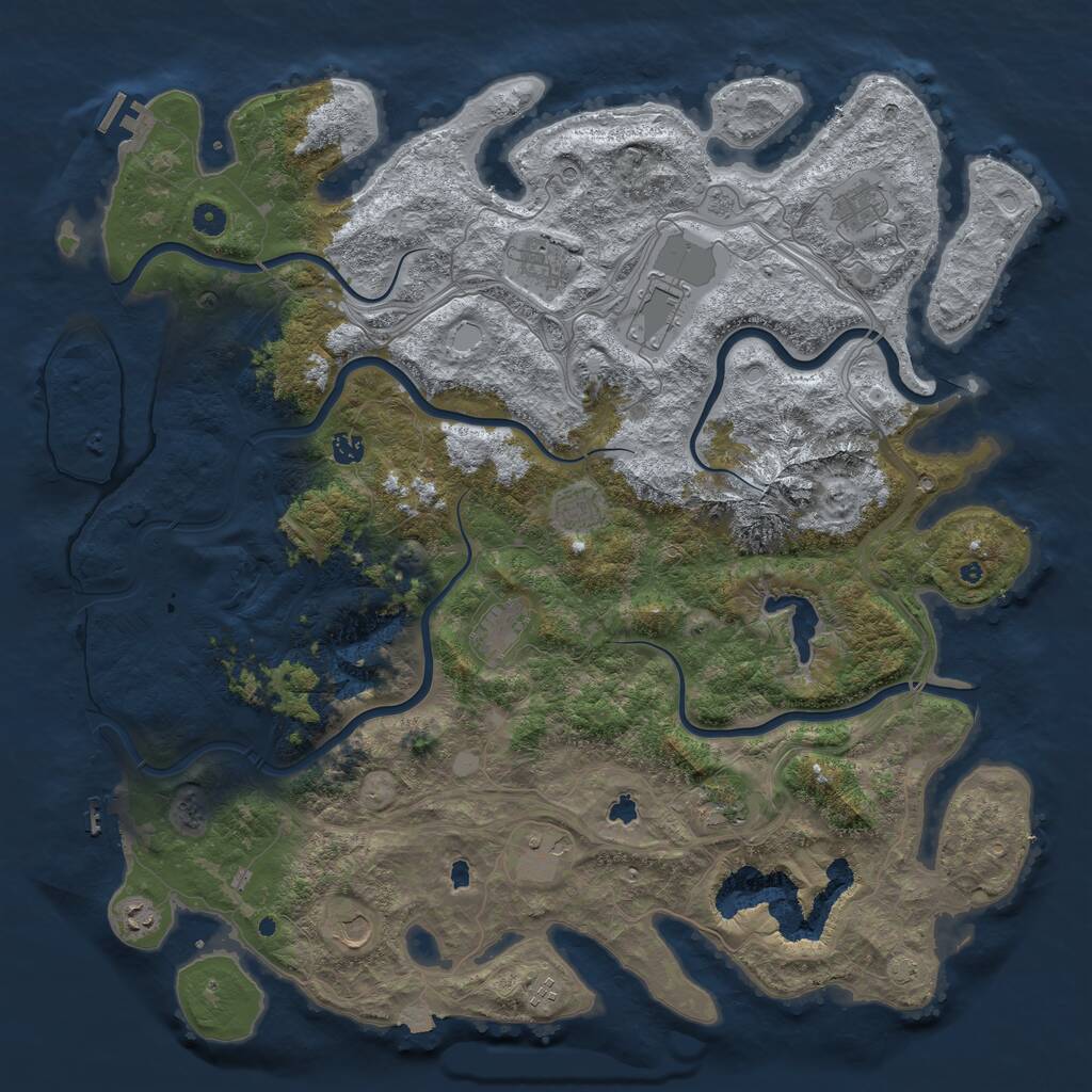 Rust Map: Procedural Map, Size: 5000, Seed: 818138, 17 Monuments