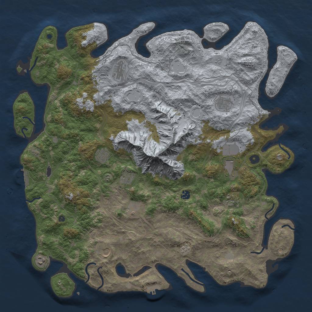 Rust Map: Procedural Map, Size: 5000, Seed: 818138, 20 Monuments