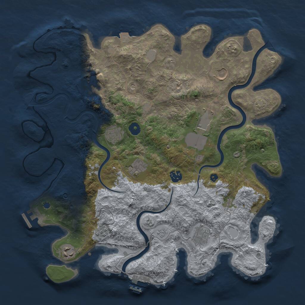 Rust Map: Procedural Map, Size: 3850, Seed: 851710968, 15 Monuments