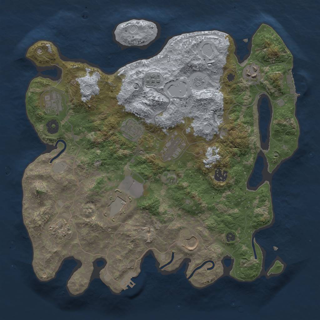 Rust Map: Procedural Map, Size: 3500, Seed: 706743830, 18 Monuments