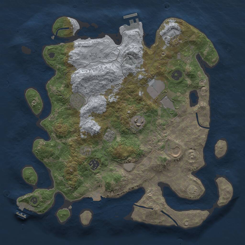 Rust Map: Procedural Map, Size: 3500, Seed: 1301001053, 13 Monuments