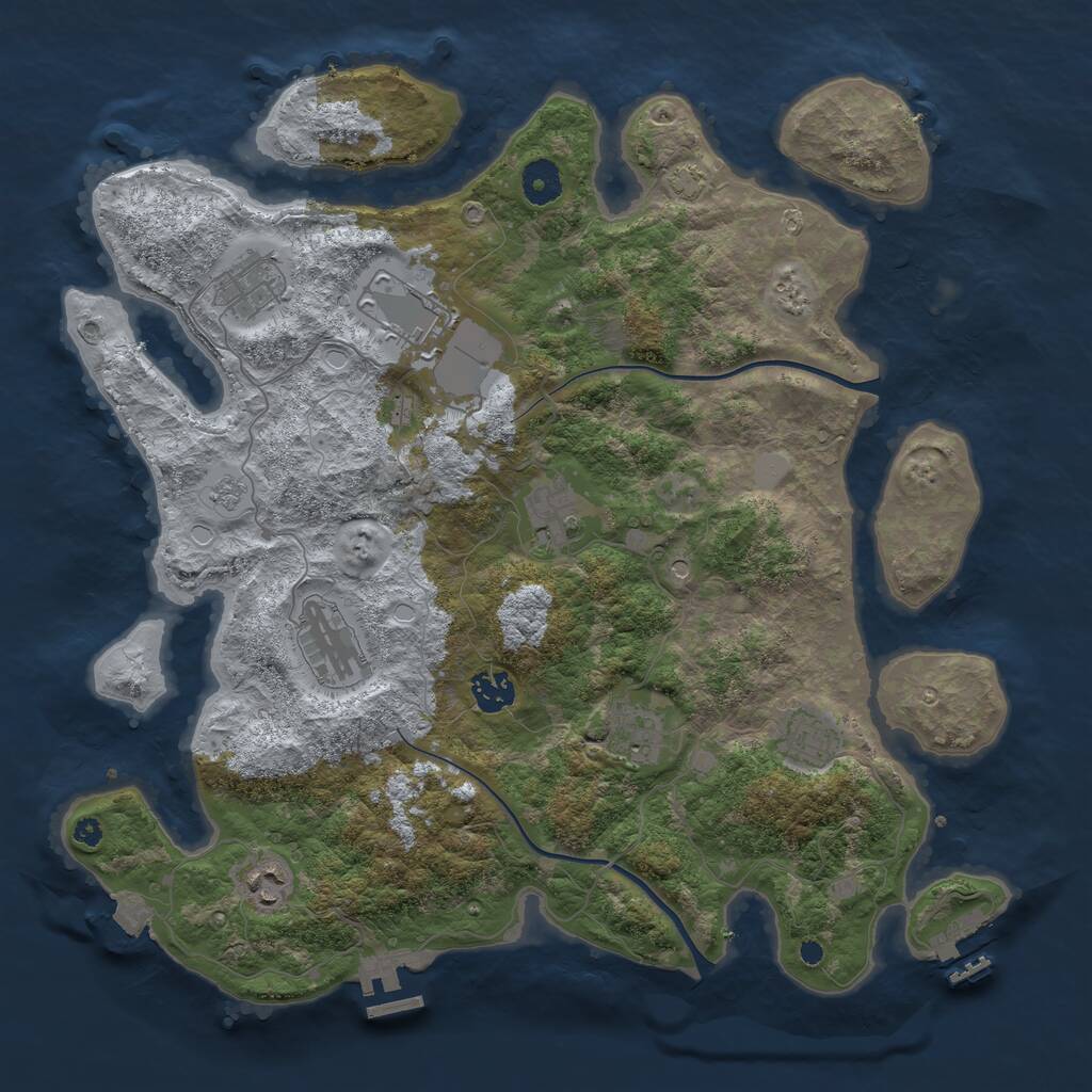 Rust Map: Procedural Map, Size: 3850, Seed: 705862552, 14 Monuments