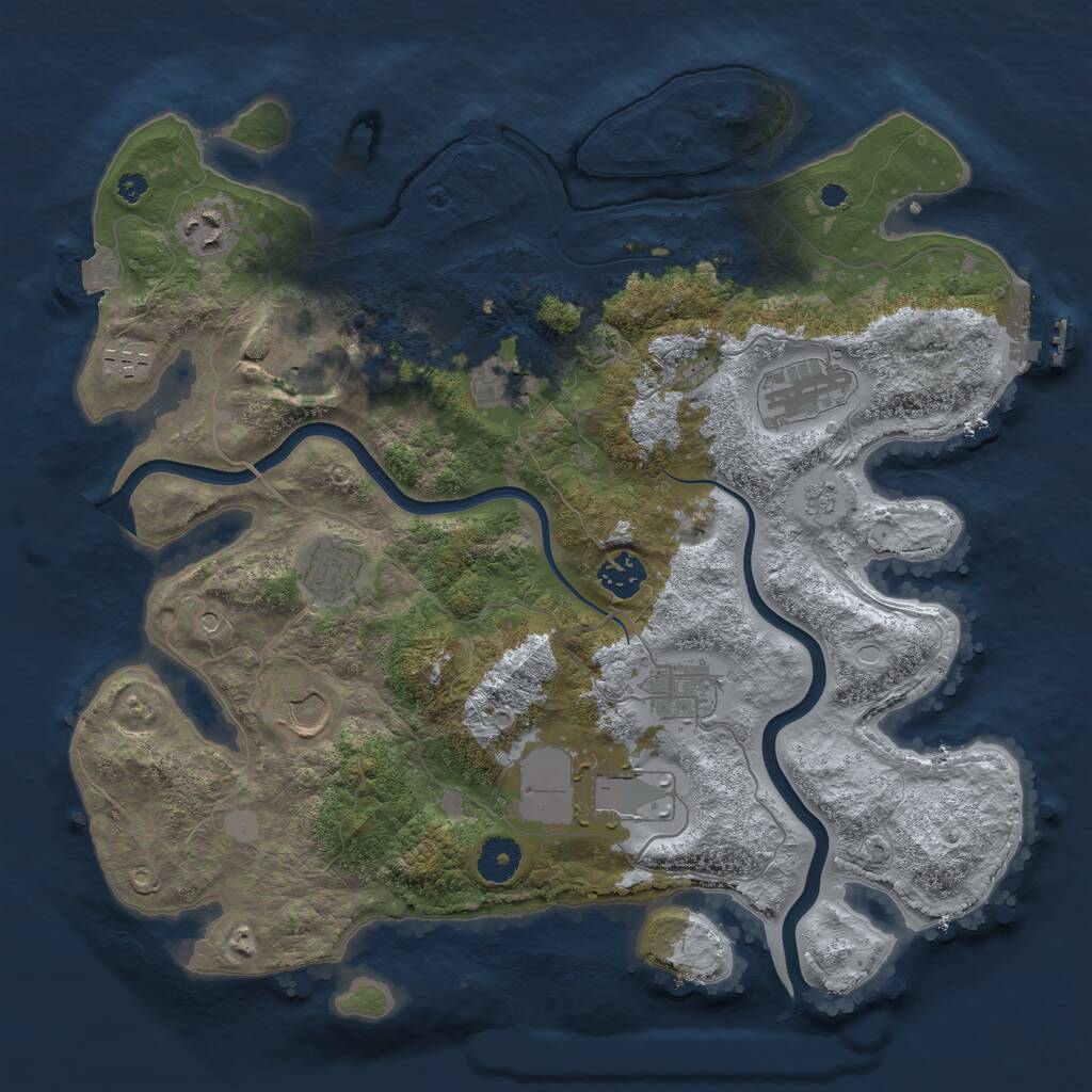 Rust Map: Procedural Map, Size: 3700, Seed: 1444638249, 15 Monuments