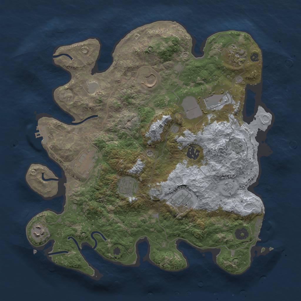 Rust Map: Procedural Map, Size: 3500, Seed: 2001782668, 16 Monuments