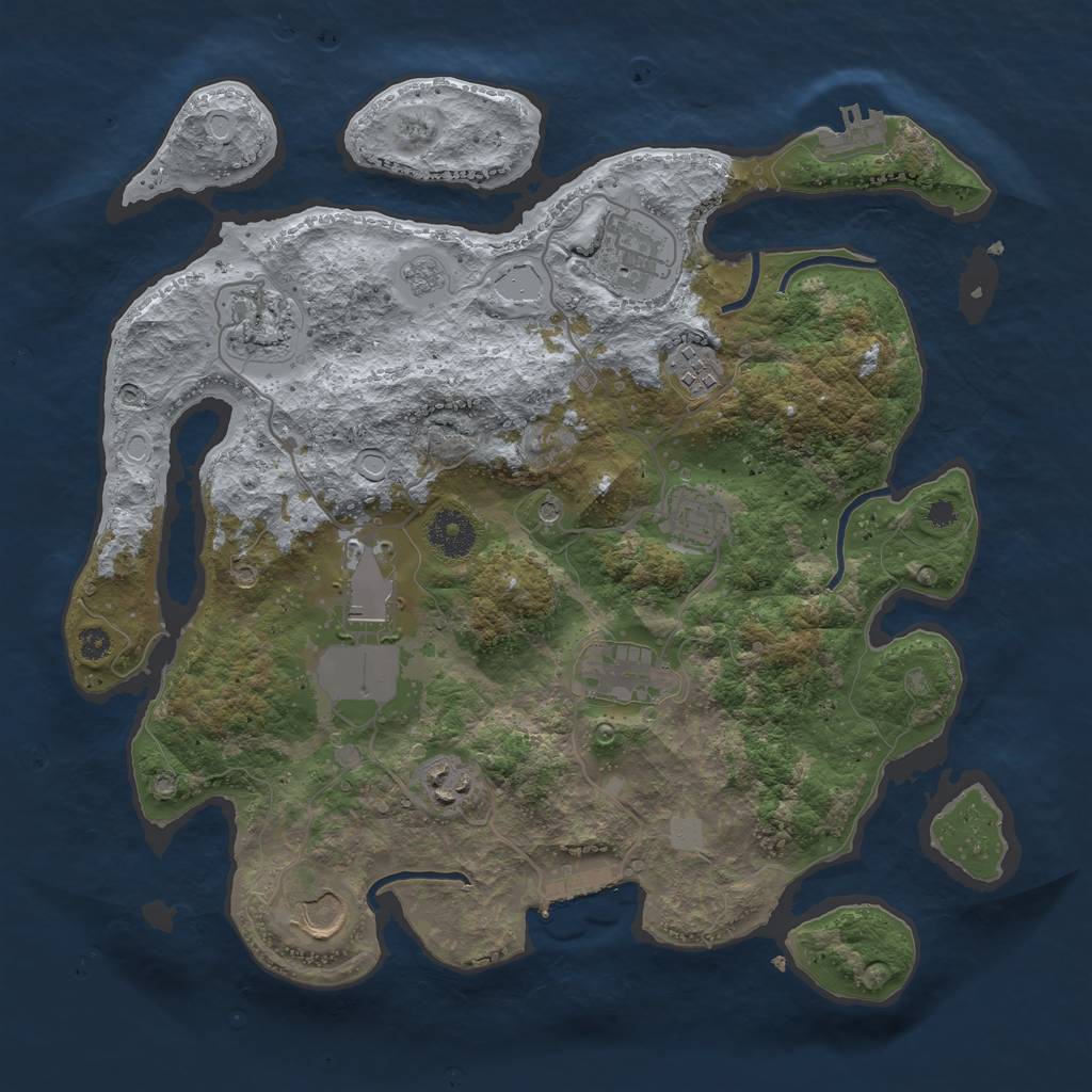 Rust Map: Procedural Map, Size: 3500, Seed: 2025791104, 17 Monuments