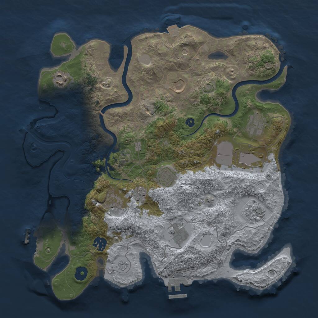 Rust Map: Procedural Map, Size: 3500, Seed: 1879459816, 16 Monuments