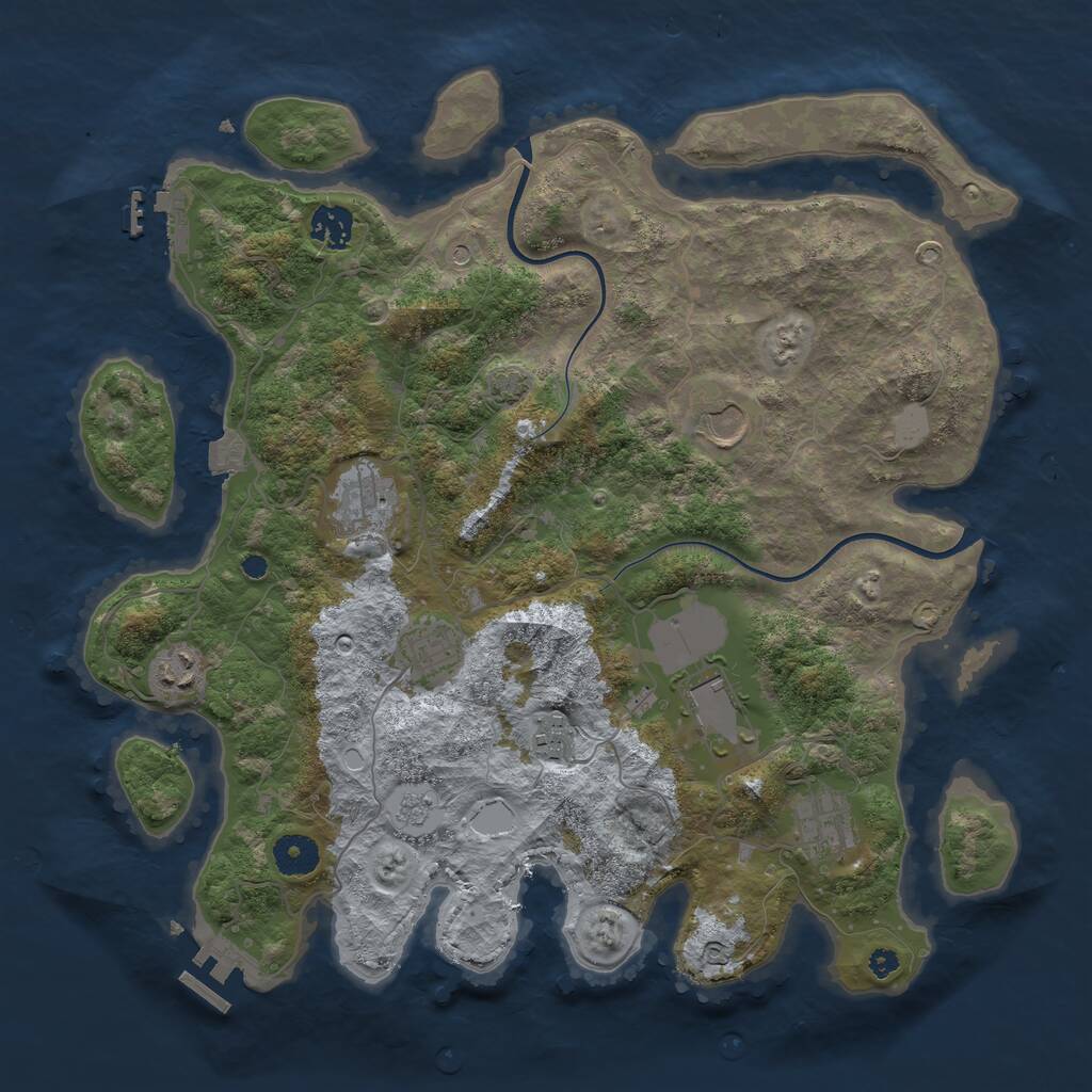 Rust Map: Procedural Map, Size: 3750, Seed: 1206958767, 14 Monuments