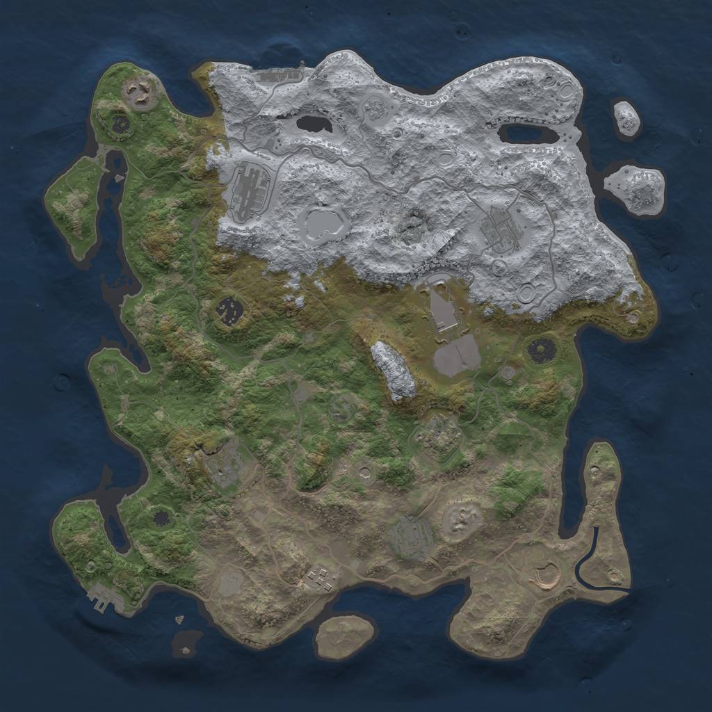 Rust Map: Procedural Map, Size: 4000, Seed: 1245880281, 19 Monuments