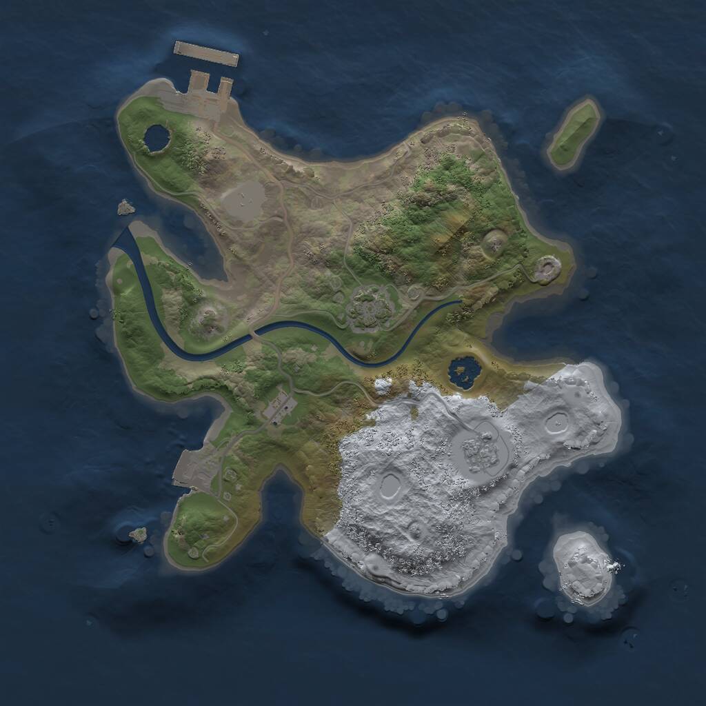 Rust Map: Procedural Map, Size: 2200, Seed: 747, 4 Monuments