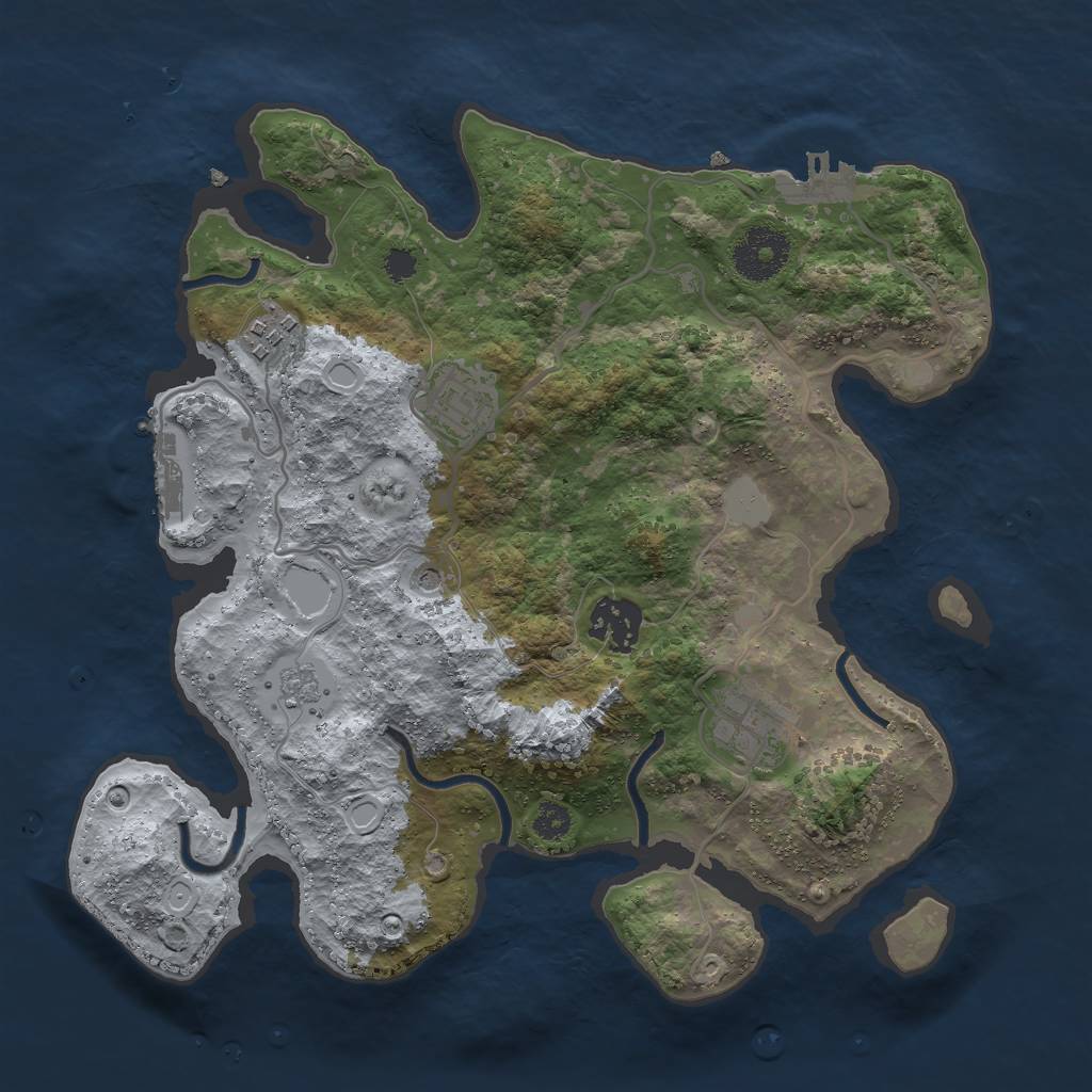 Rust Map: Procedural Map, Size: 3000, Seed: 698496188, 13 Monuments