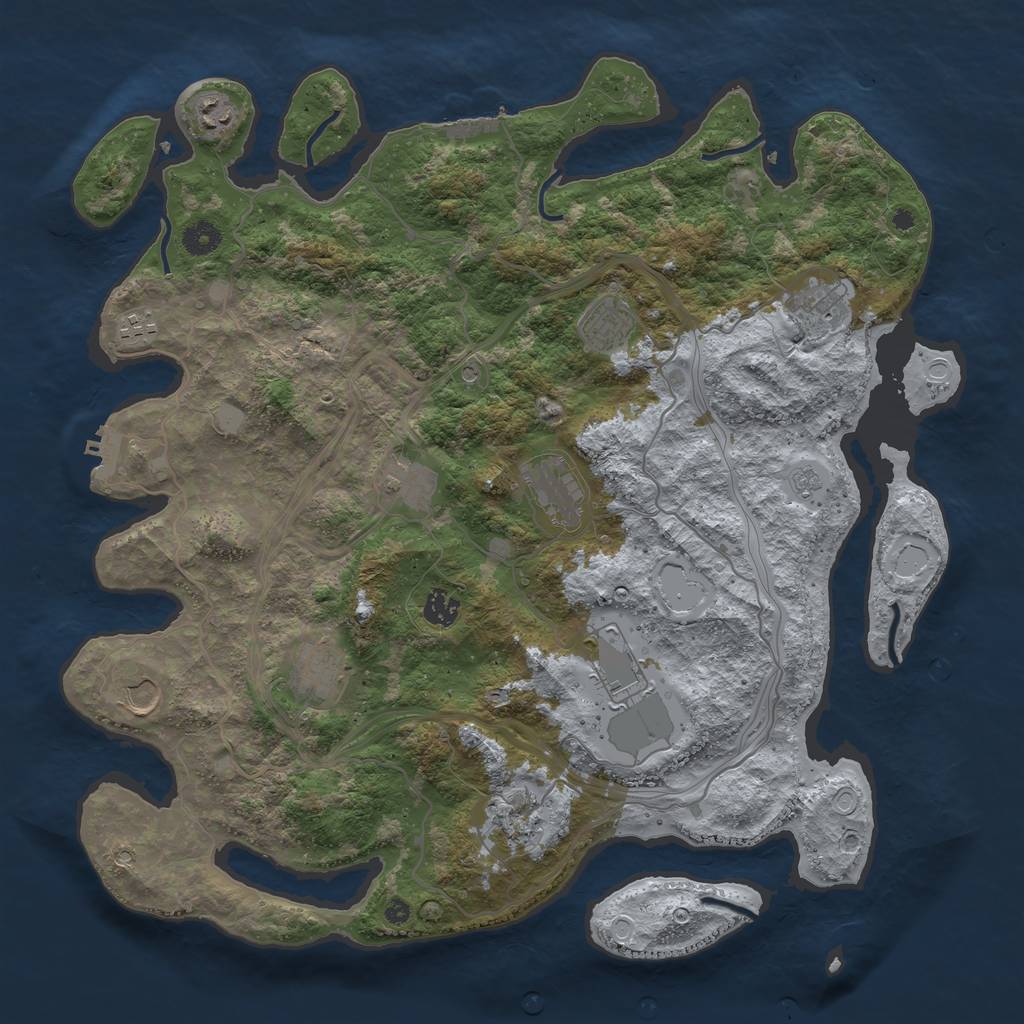 Rust Map: Procedural Map, Size: 4250, Seed: 606094816, 20 Monuments