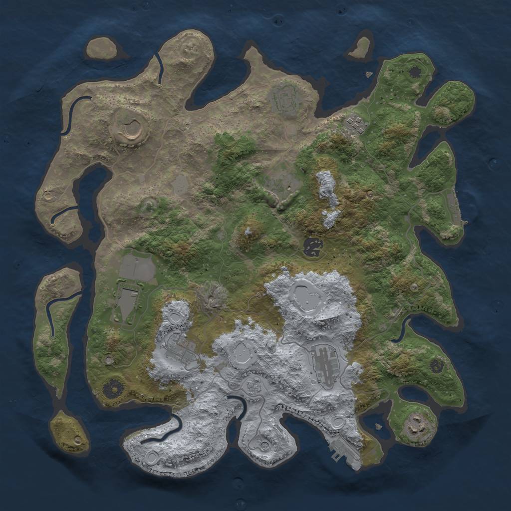 Rust Map: Procedural Map, Size: 3850, Seed: 7801681, 16 Monuments