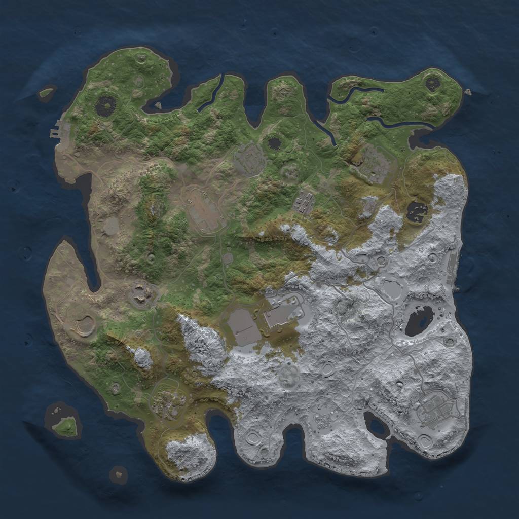 Rust Map: Procedural Map, Size: 3700, Seed: 972225310, 19 Monuments