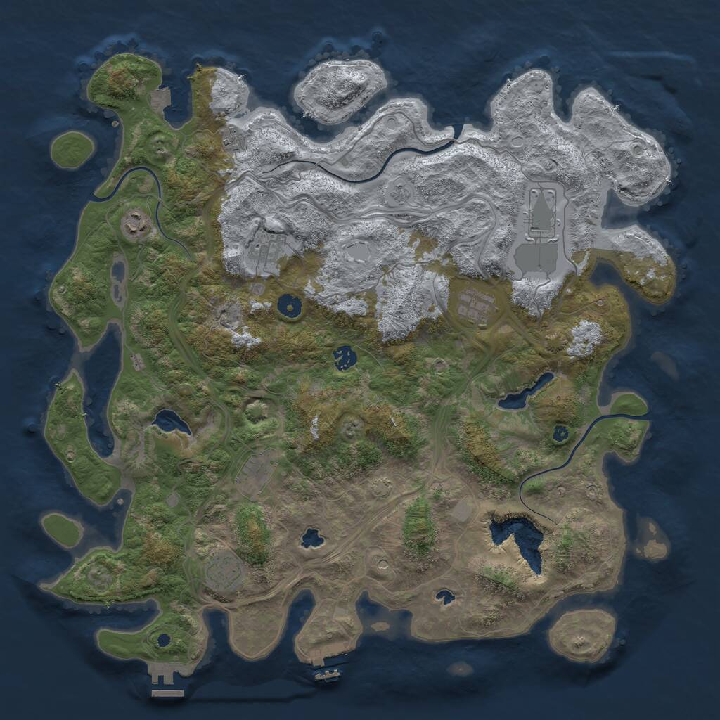 Rust Map: Procedural Map, Size: 4500, Seed: 1808, 14 Monuments