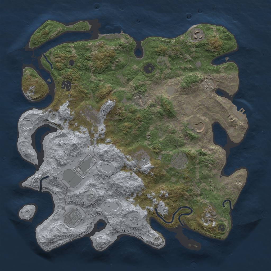 Rust Map: Procedural Map, Size: 3850, Seed: 4294218, 19 Monuments