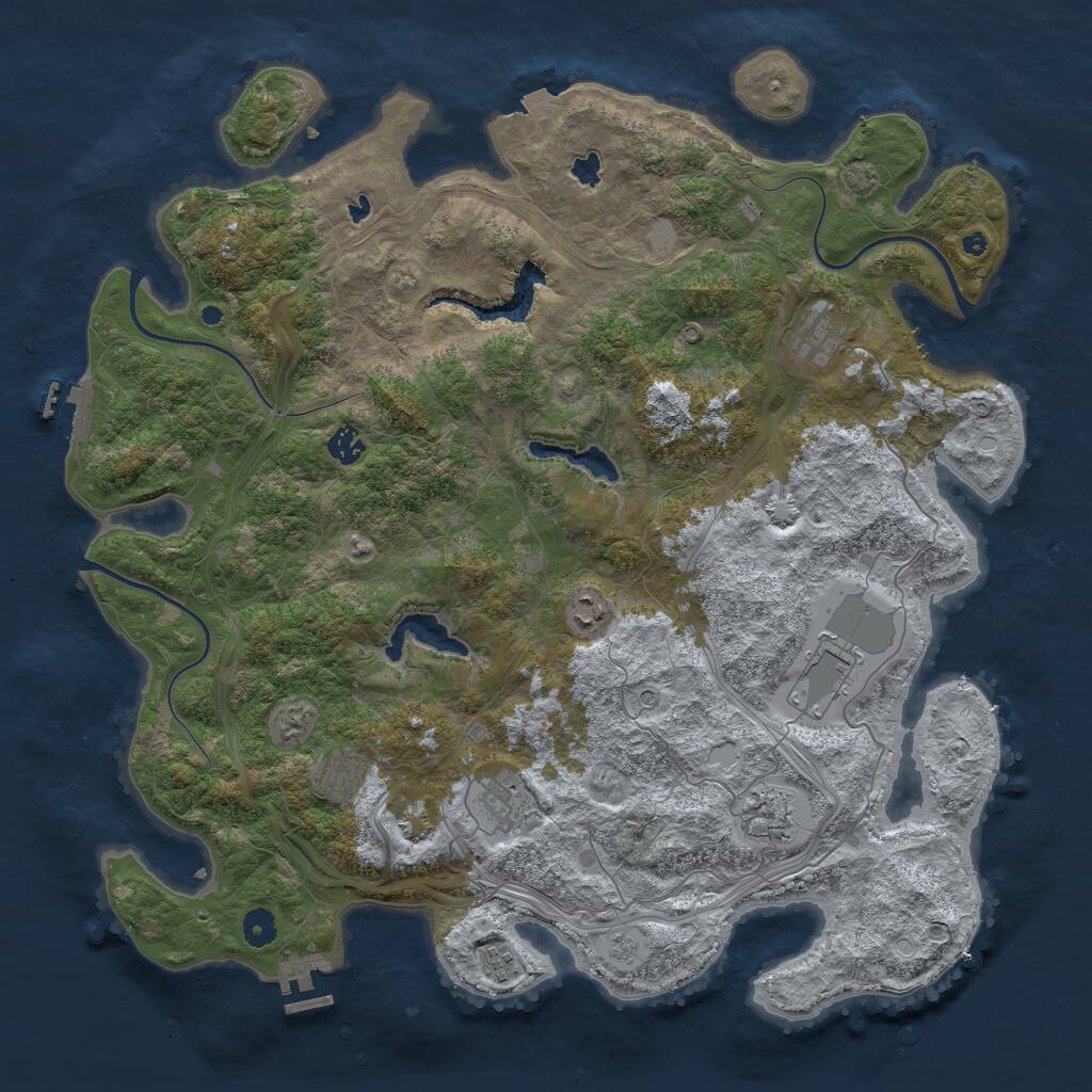 Rust Map: Procedural Map, Size: 4500, Seed: 9928428, 14 Monuments