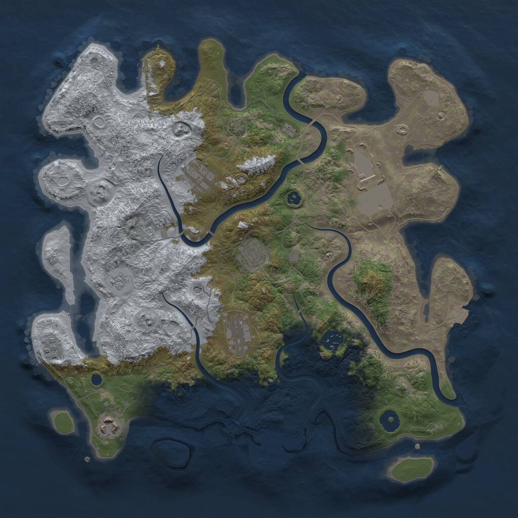 Rust Map: Procedural Map, Size: 3800, Seed: 121186798, 12 Monuments