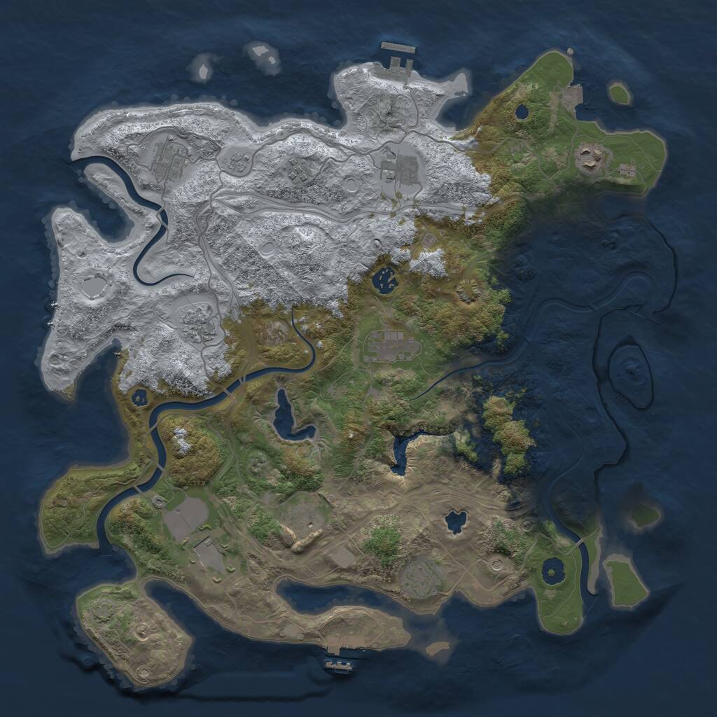 Rust Map: Procedural Map, Size: 4250, Seed: 609281498, 16 Monuments