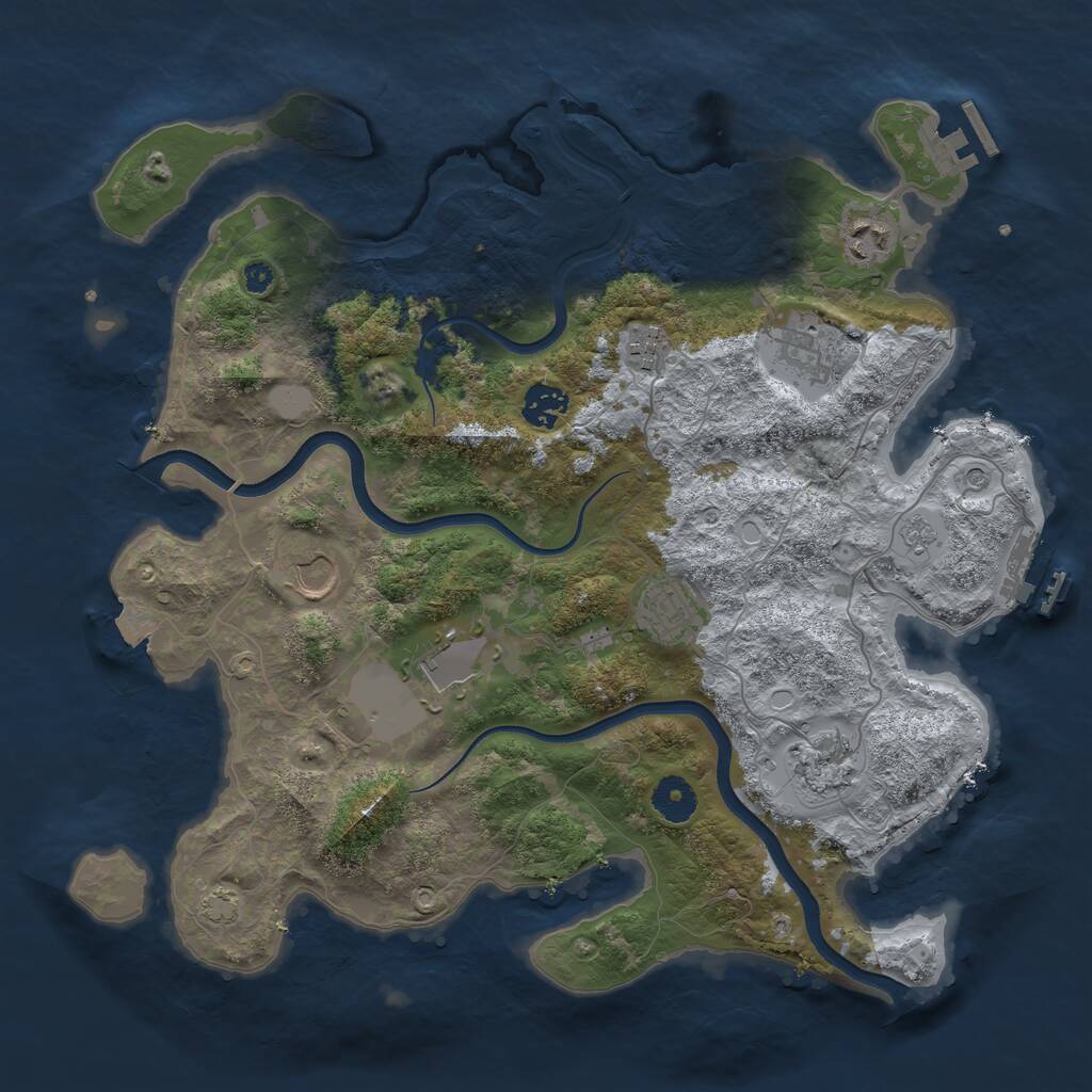 Rust Map: Procedural Map, Size: 3700, Seed: 786494103, 14 Monuments