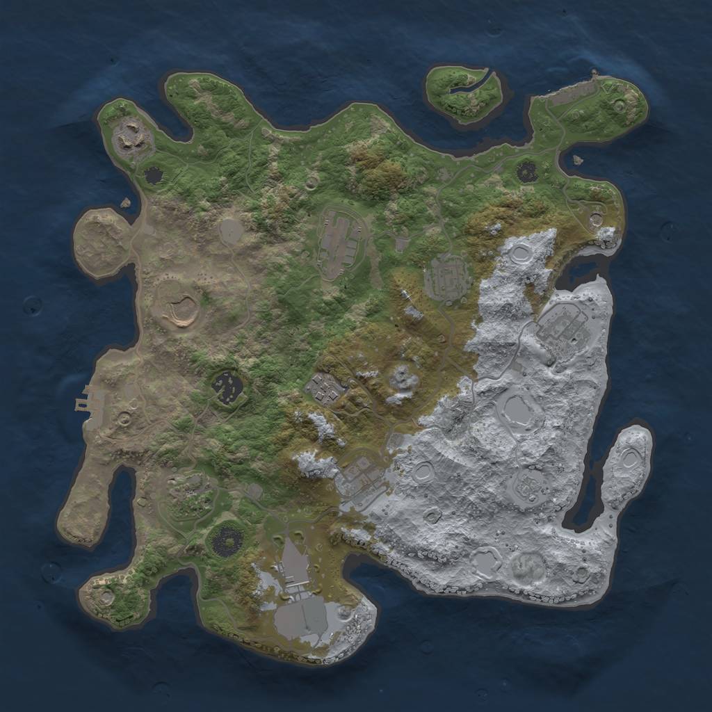 Rust Map: Procedural Map, Size: 3500, Seed: 1193380482, 19 Monuments