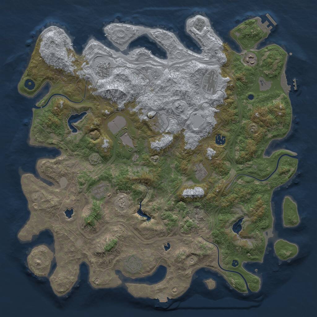 Rust Map: Procedural Map, Size: 4500, Seed: 853773177, 16 Monuments