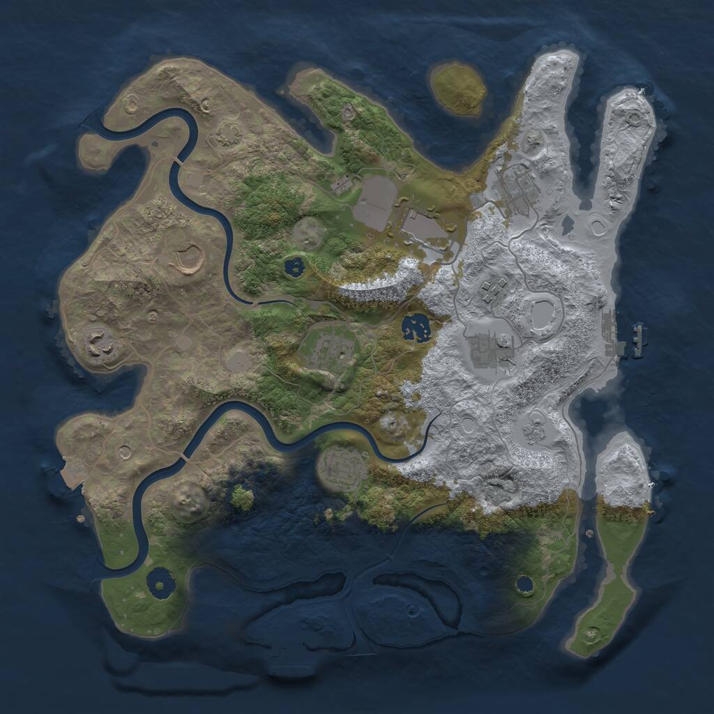 Rust Map: Procedural Map, Size: 3600, Seed: 205038579, 15 Monuments