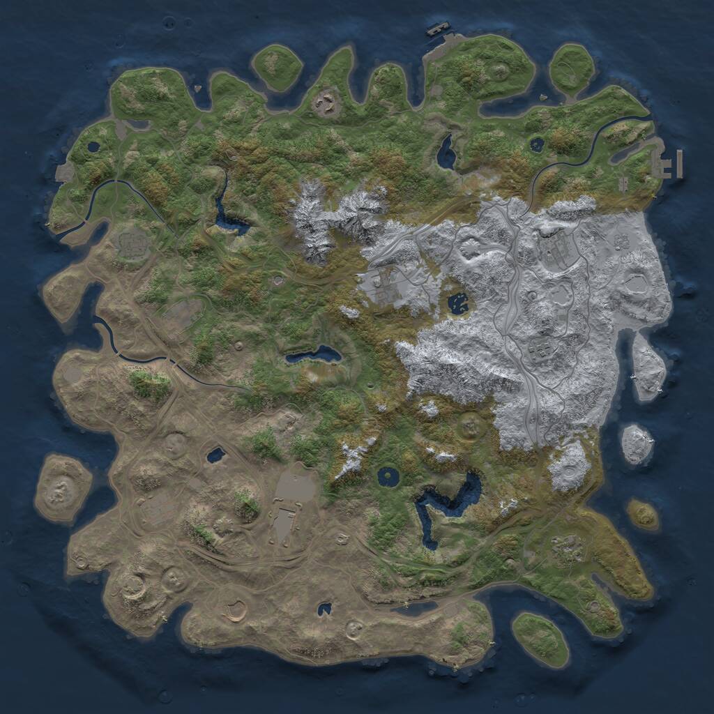 Rust Map: Procedural Map, Size: 5000, Seed: 50488353, 17 Monuments