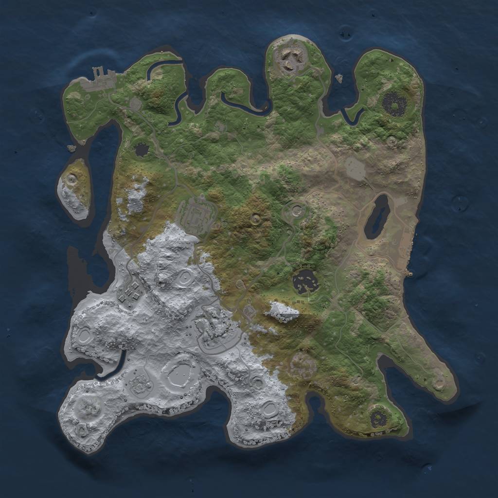 Rust Map: Procedural Map, Size: 3000, Seed: 1649519989, 14 Monuments