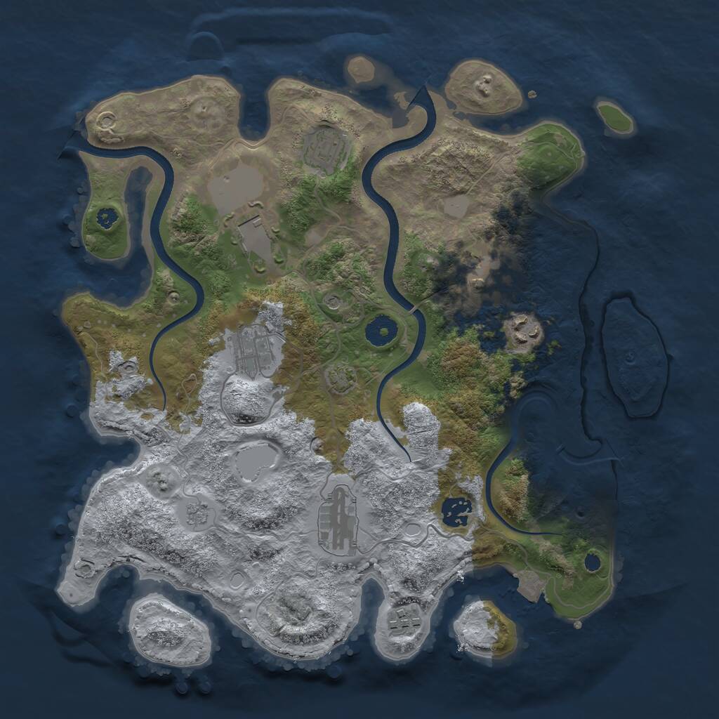 Rust Map: Procedural Map, Size: 3500, Seed: 701587497, 12 Monuments