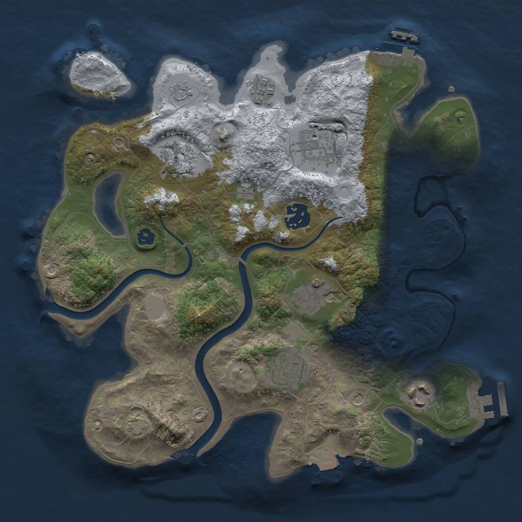 Rust Map: Procedural Map, Size: 3000, Seed: 1347661, 13 Monuments