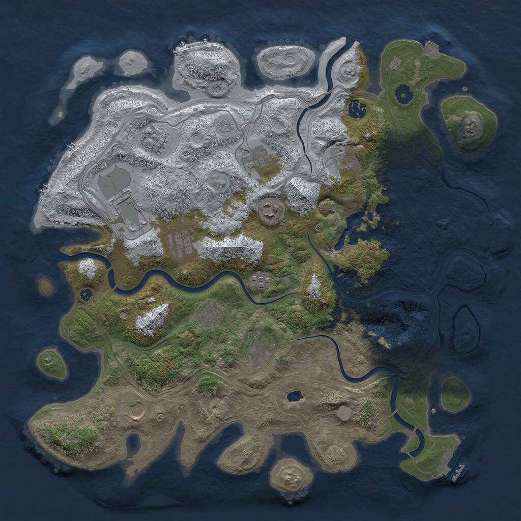 Rust Map: Procedural Map, Size: 4250, Seed: 739719381, 17 Monuments