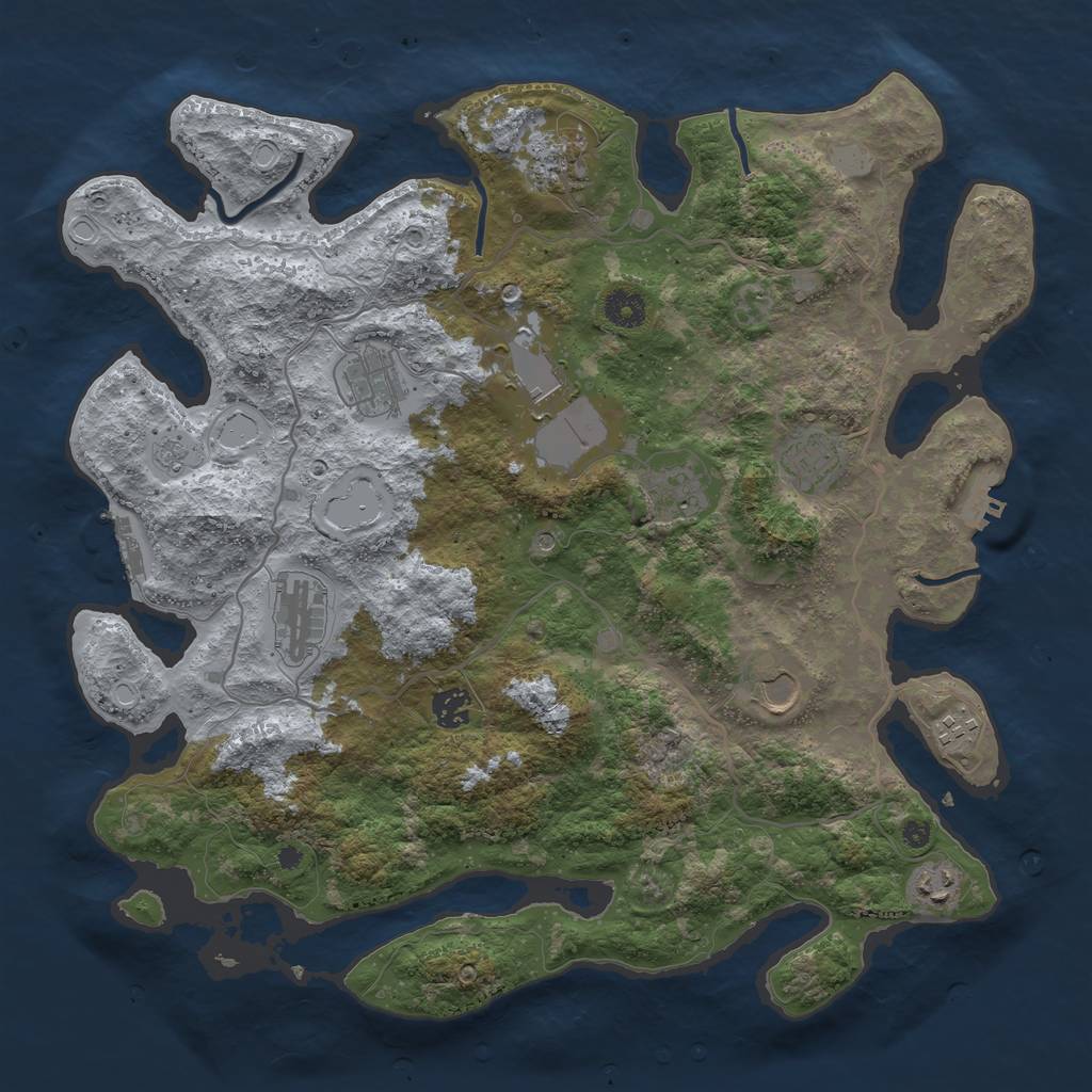 Rust Map: Procedural Map, Size: 4000, Seed: 1400774908, 19 Monuments
