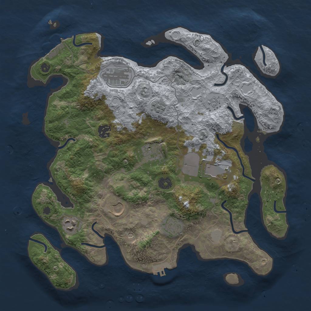 Rust Map: Procedural Map, Size: 3500, Seed: 508527630, 17 Monuments