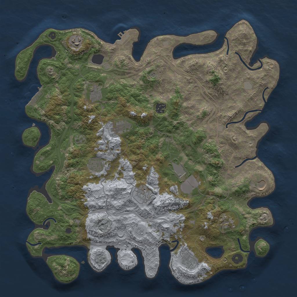 Rust Map: Procedural Map, Size: 4250, Seed: 1037654409, 20 Monuments