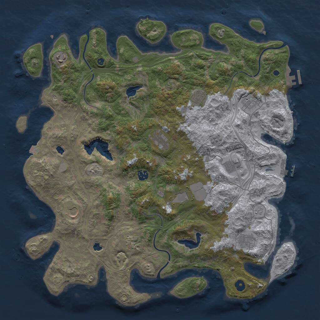 Rust Map: Procedural Map, Size: 4500, Seed: 65991798, 17 Monuments