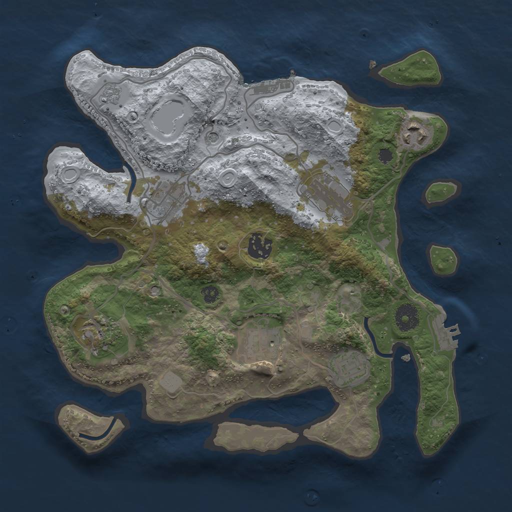 Rust Map: Procedural Map, Size: 3000, Seed: 929920318, 16 Monuments