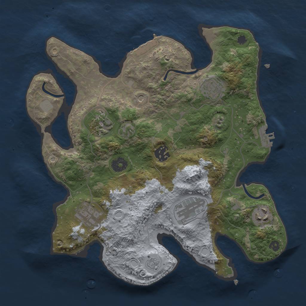 Rust Map: Procedural Map, Size: 3000, Seed: 438805, 15 Monuments