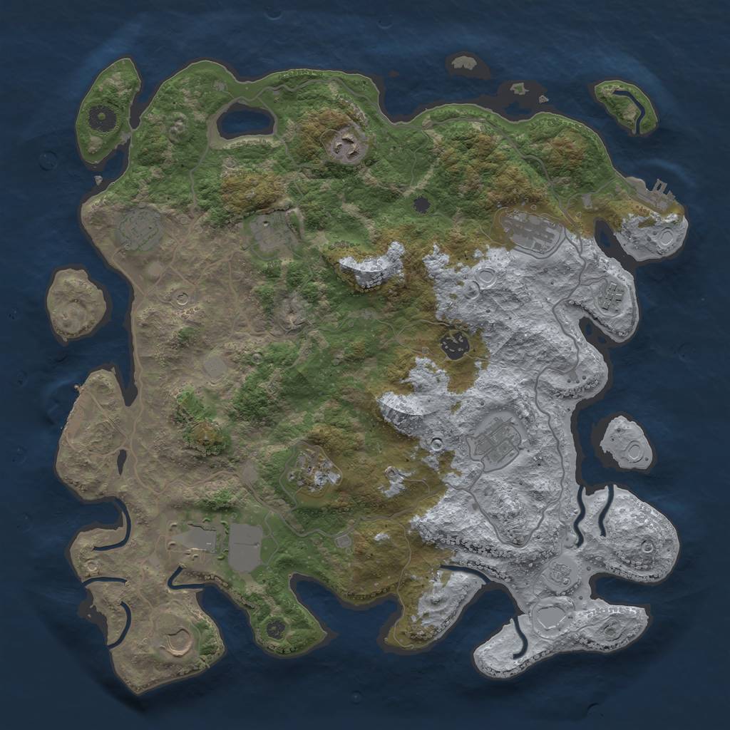 Rust Map: Procedural Map, Size: 4000, Seed: 373823, 19 Monuments